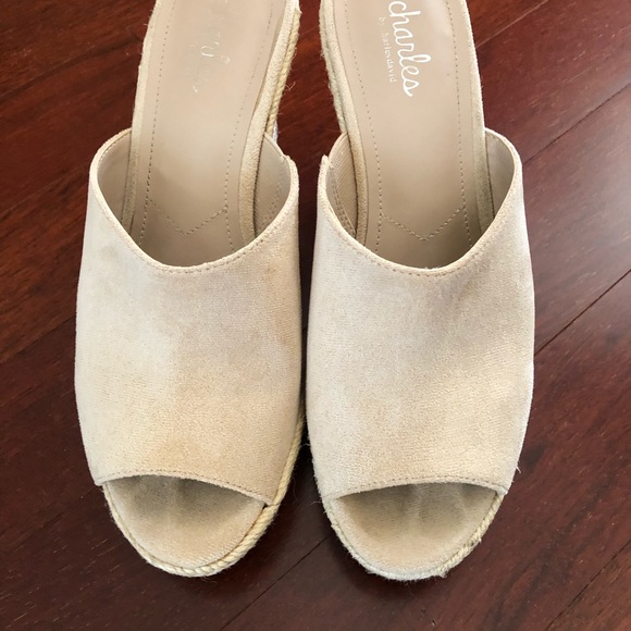 Beige Microsuede Espadrille Wedge Sandals - only lightly worn - Picture 3 of 5